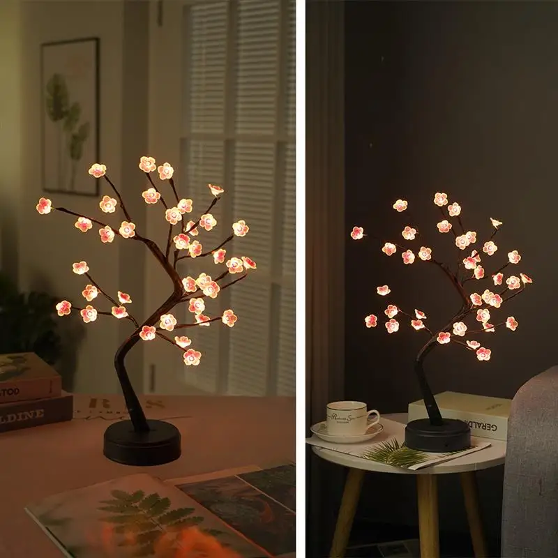 

LED Copper Wire Night Light Tree Fairy Lights Home Decoration Night Lamp USB Battery Operated For Bedroom Bedside Table Lamp