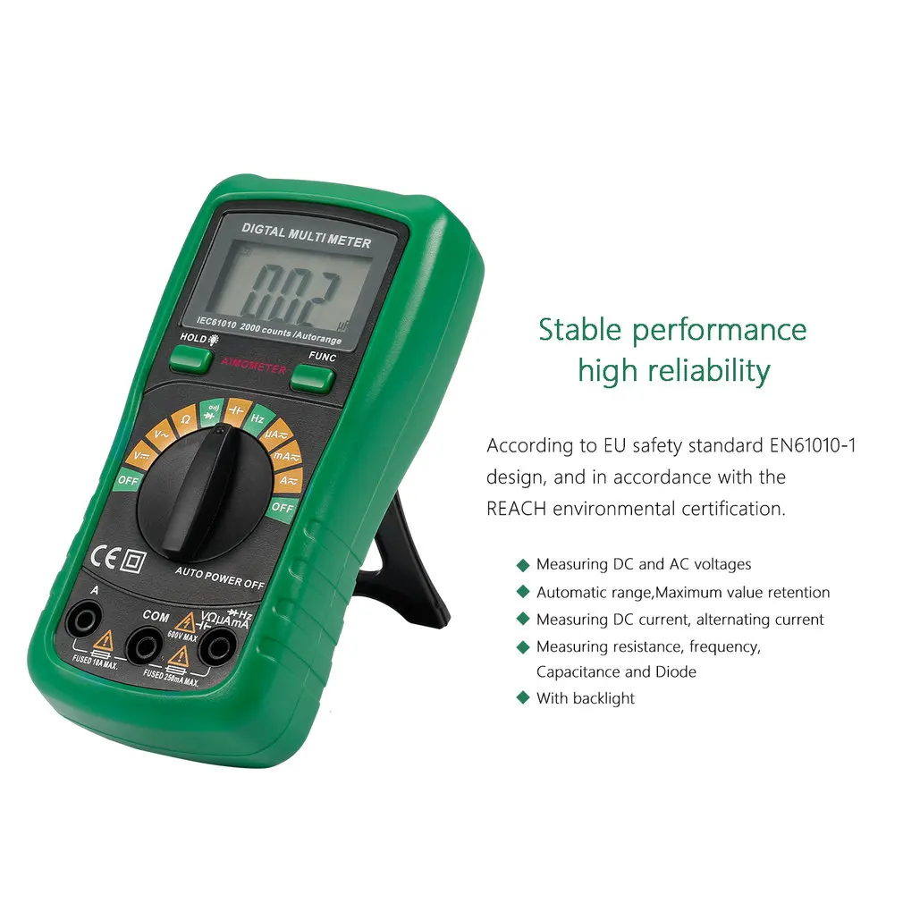 3.5 inch LCD Display Digital Multimeter Temperature Capacitance Frequency Test Auto Power Off Low Voltage Indication Backlight |