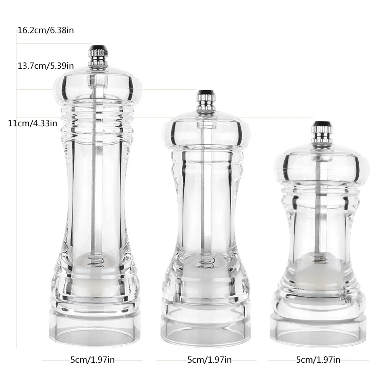 New Acrylic Grinder Mills Transparent Pepper Mill Manual Crusher Ceramic Multifunctional Cruet Kitchen Tools | Дом и сад