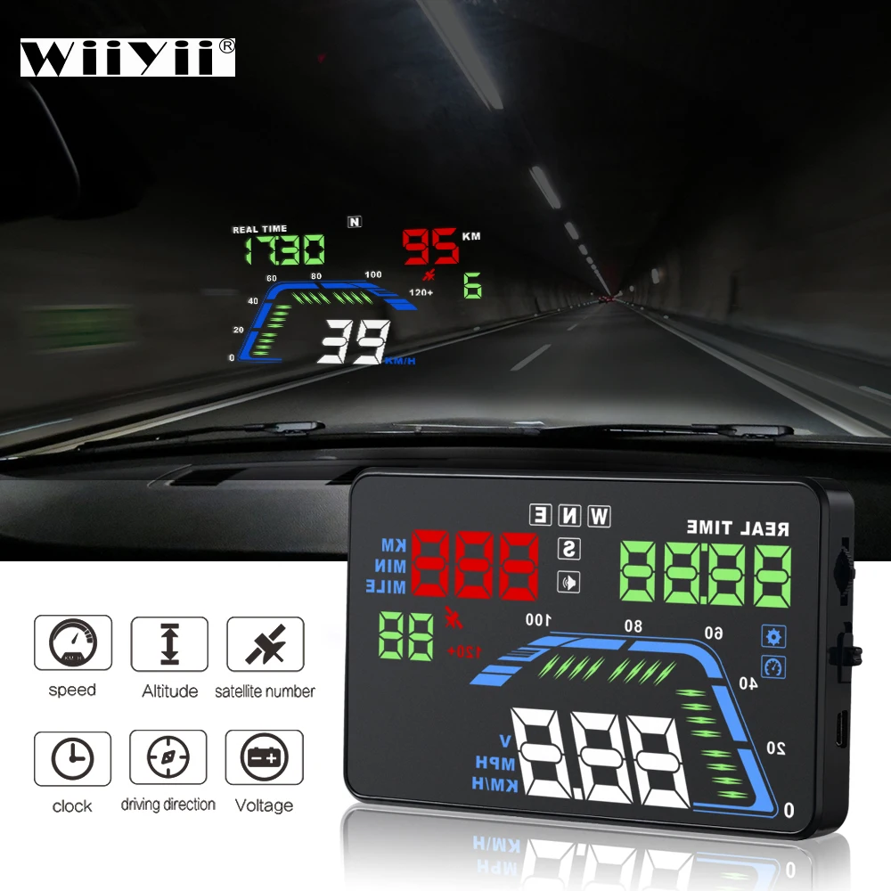 Новый Q7 5 дюймов Автомобильный HUD GPS дисплей с головкой Универсальный Спидометр