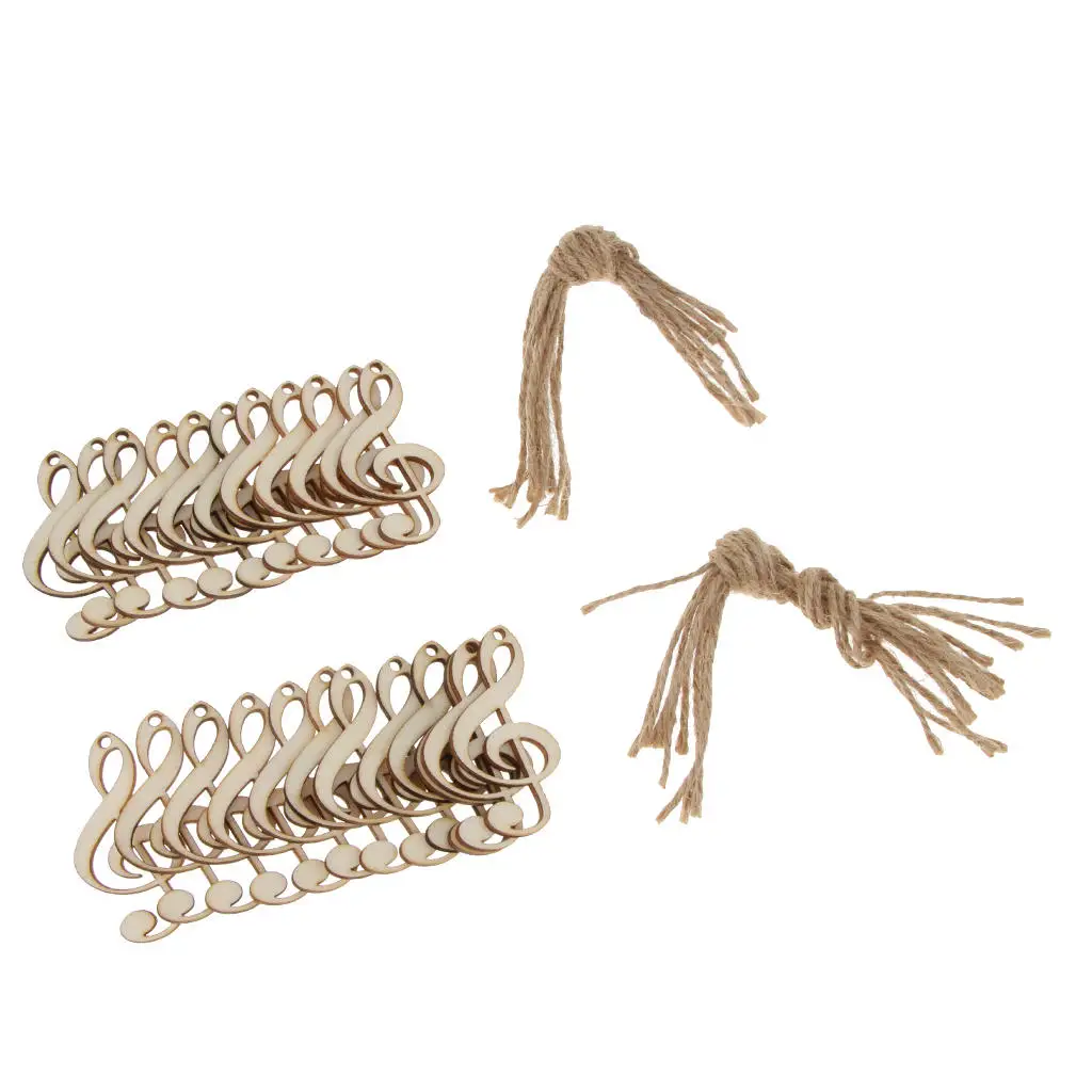 

3x24 шт. пустые деревянные подвески для музыкальных нот, Подарочные бирки с джутовым шпагом