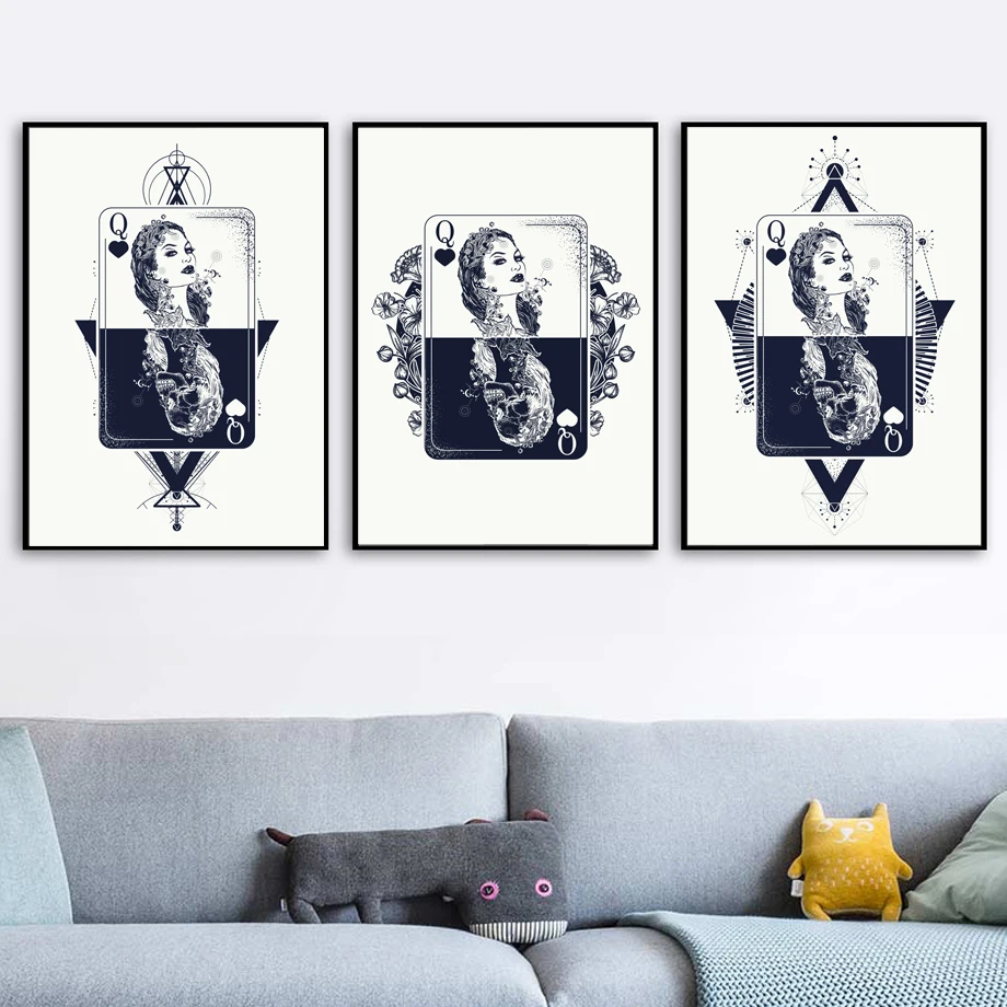 

Playing Cards Abstract Painting Poster Vintage Wall Art Canvas Painting Nordic Posters And Prints Wall Pictures For Living Room
