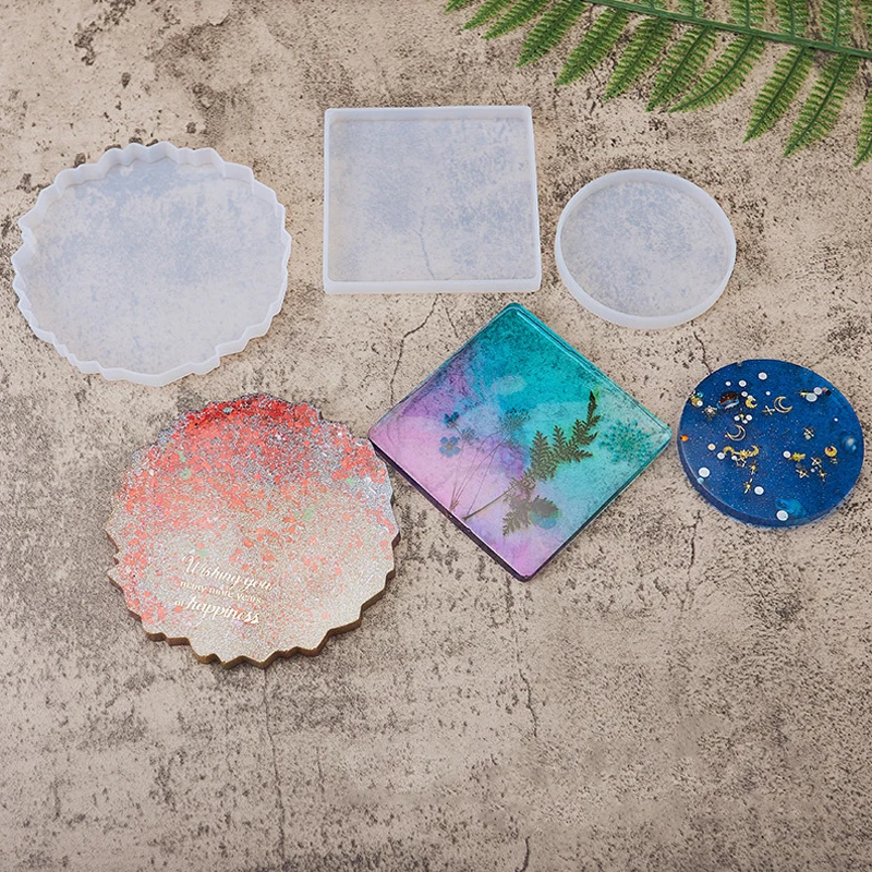 

DIY Epoxy Coaster Mould Square Round Silicone Mold Kit For Making Anti-Scald Heat Insulation Pad Home Desktop Decoration