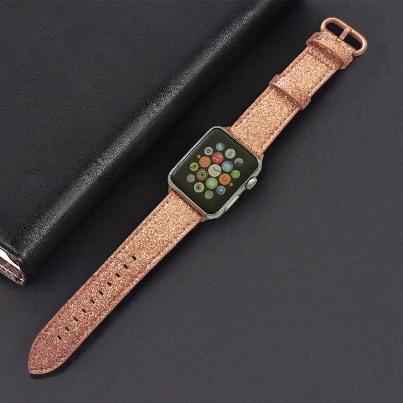 Горячая из натуральной кожи петлевой ремешок для iWatch серии 5 4 3 2 1 для Apple Watch Band 42 мм 38 мм 40 мм 44 мм серия 5 - Цвет ремешка: Розовый