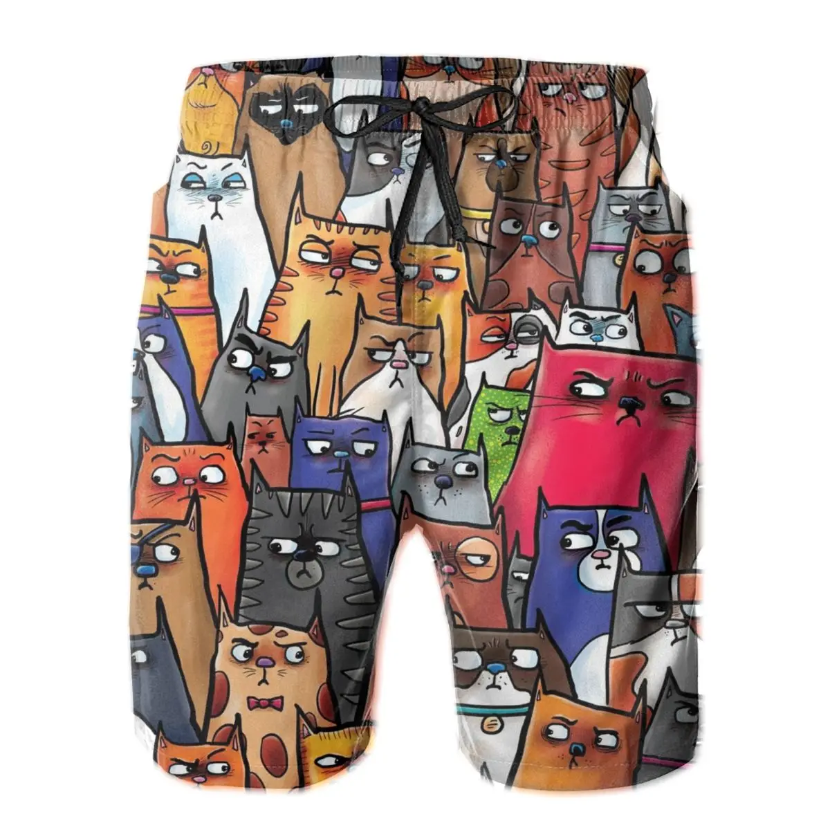 

Men Pants Suspicious Kitties Surfing Beach Board Swim Trunks Sport Quick Dry Mesh Casual Pretty Humor Graphic Short for Boy