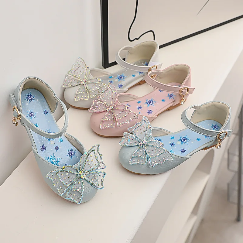 

Children'S Summer School Shoes For Girls Princess Leather Sandals Kids Fashion Rhinestone Bow Sandals 2021 3 5 7 8 9 10 12 Year