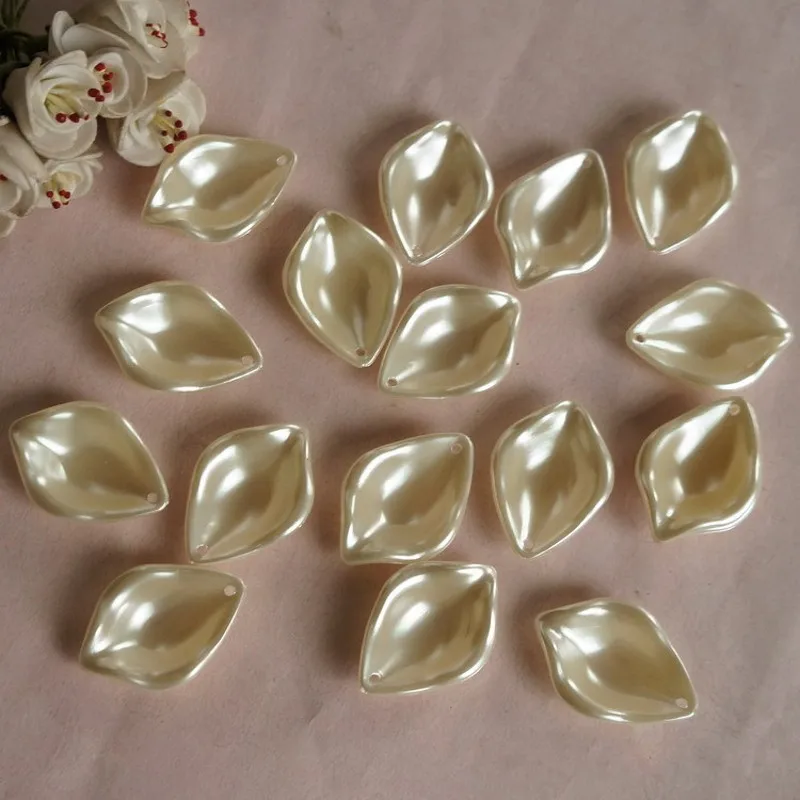 

10-50Pcs Beige Special-shaped Lotus Leaf Imitation Pearls Acrylic Beads For Jewelry Making DIY Bracelet Necklace Accessories