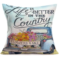 aremetop flowers truck farmhouse decorative pillow covers life is better in the country farm quote throw pillow cushion