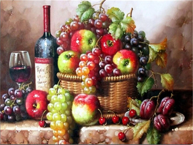 Бескаркасные Фрукты Diy масляная краска ing по номерам винтажная Акриловая Краска