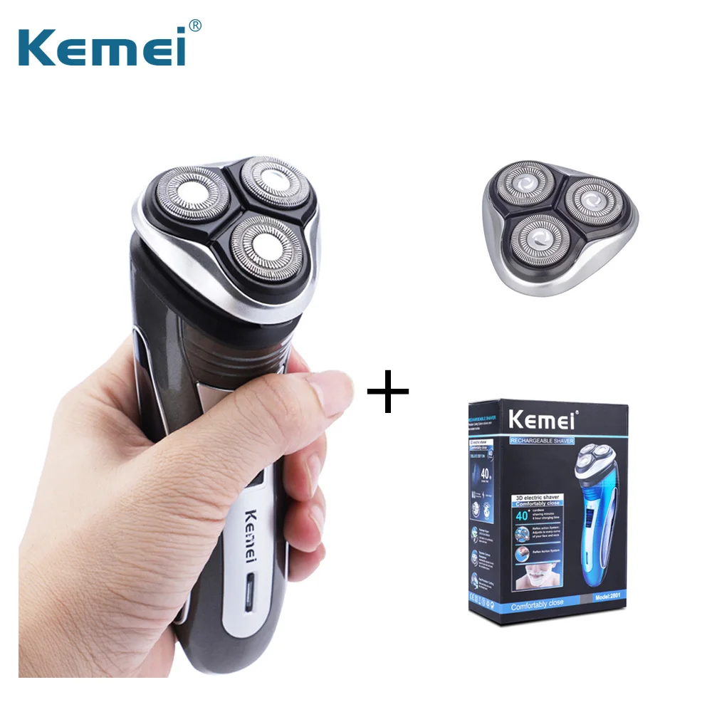 Black With 2 Heads Kemei 2801 электробритва, Мужская Профессиональная перезаряжаемая Бритва для бороды, электрический триммер для бороды, бритва Kemei - Цвет: Black With 2 Heads