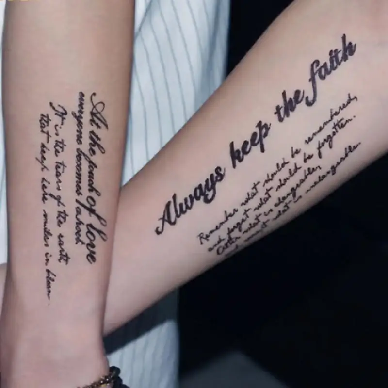 5 шт. милые английские слова татуировки наклейки Переводные Временные боди-арт