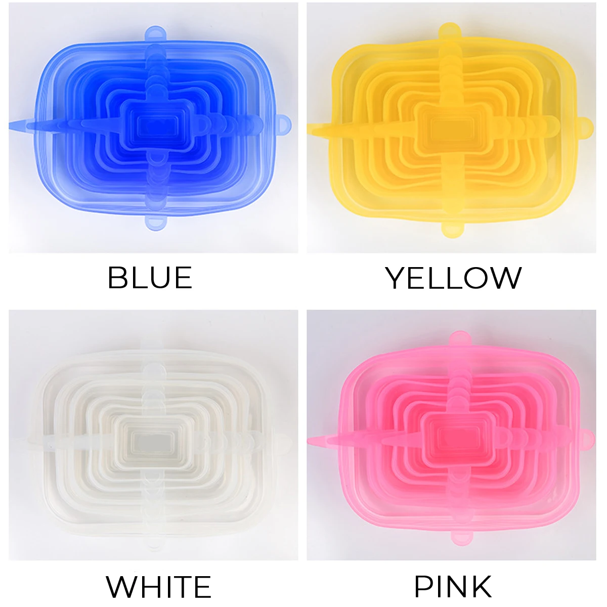 Многоразовые силиконовые крышки для пищевых продуктов 6 шт. эластичный