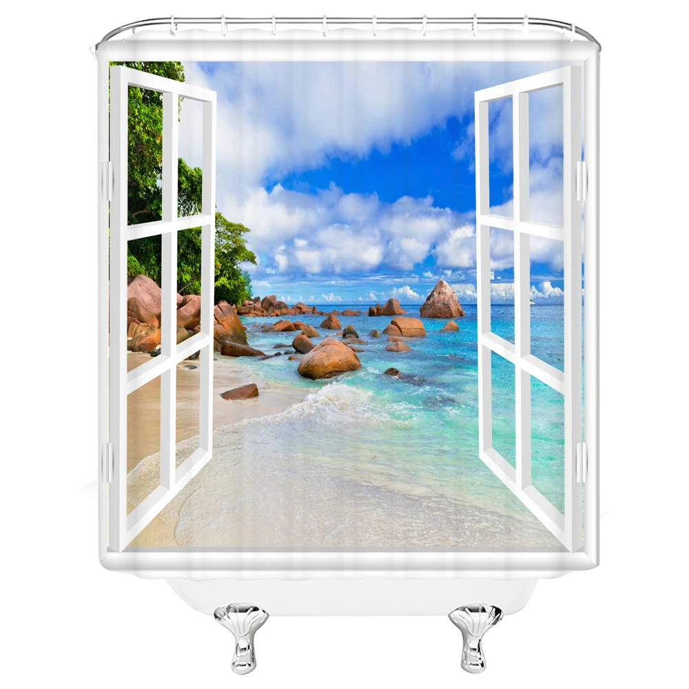 1 шт. зеленые тропические растения занавески для душа s ванной комнаты полиэстер