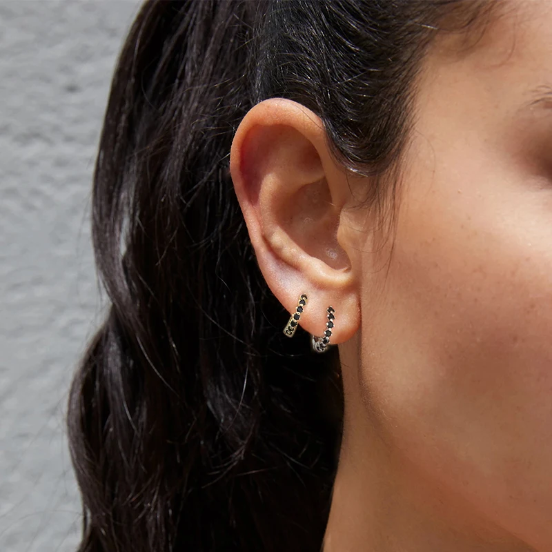 Серьги-кольца женские из серебра 925 пробы с фианитами | Украшения и аксессуары