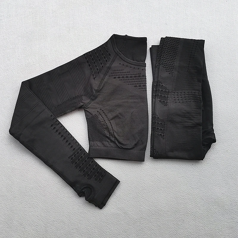 Женский спортивный костюм из 2 предметов бесшовные леггинсы + укороченные