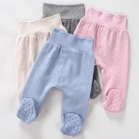 newborn unisex high waist baby pants 0 6 24m baby cotton trousers infant baby boys girls bag foot pants even socks baby leggings