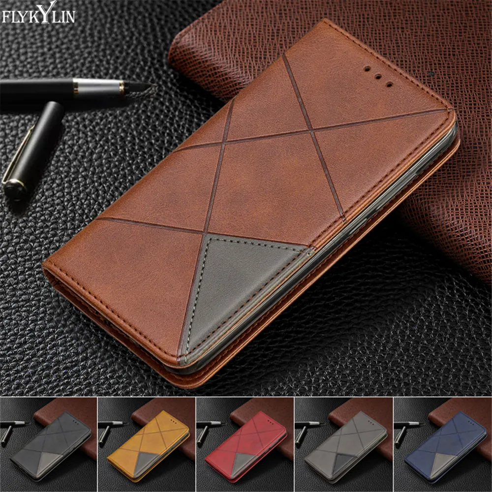 Кожаный флип чехол для Xiaomi Redmi 7 Coque 7A K20 Note Pro роскошный бумажник с геометрическим