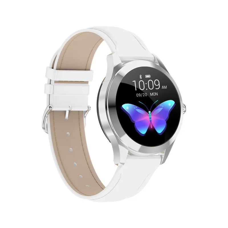 Sliver white leather Женские Модные Смарт-часы IP68, водонепроницаемые, мониторинг сердечного ритма, Bluetooth, для Android IOS, фитнес-браслет, Смарт-часы - Цвет: Sliver white leather