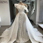 Женское свадебное платье It's yiiya, белое кружевное платье со съемным шлейфом на одно плечо на лето 2019