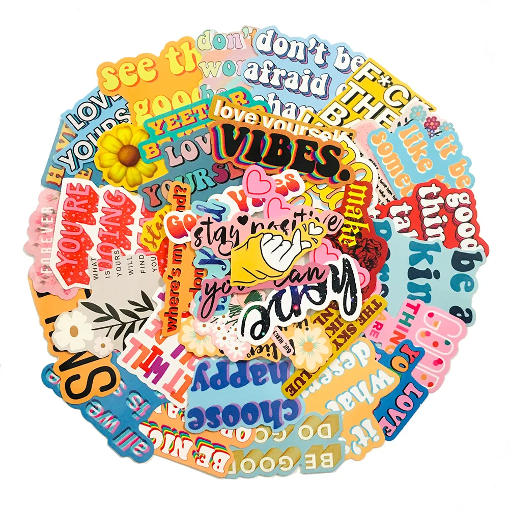 

5 наборов = 200 шт. Цвет вдохновляющие наклейки с английскими надписями дневник стакана воды компьютерный Шлем ПВХ наклейки