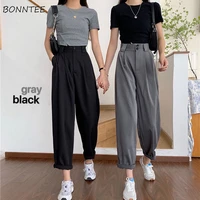 straight pants women bf style chic trendy ladies ankle length trousers summer new all match college classic teens pantalones hot