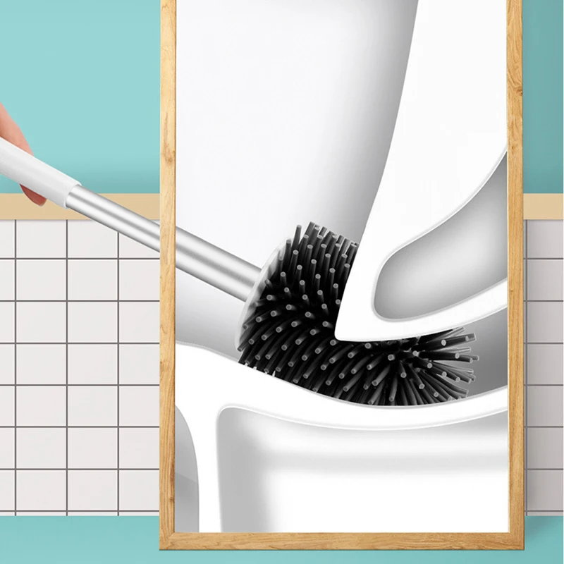 

HOT Toilet Brush and Holder Set Bathroom Cleaning Toilet Bowl Brush Cleaner Anti Slip with Sturdy Soft Bristle