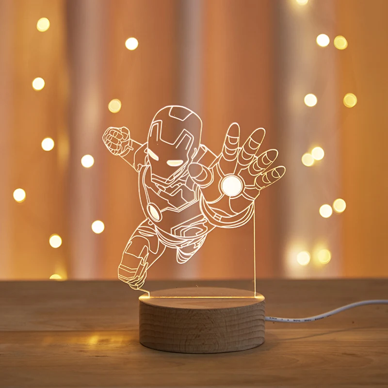 Мстители светодиодный светильник для стола 3D Железный человек ночной Светильник