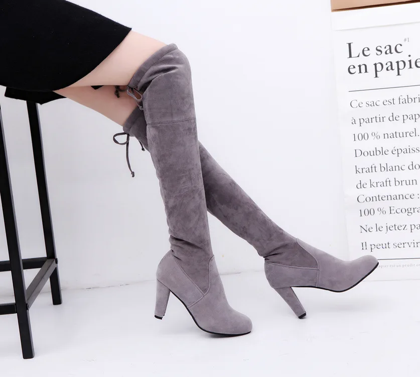 

2020 new plus size over-the-knee slim all-match high-heeled pure color Martin boots professional women's boots winter boots