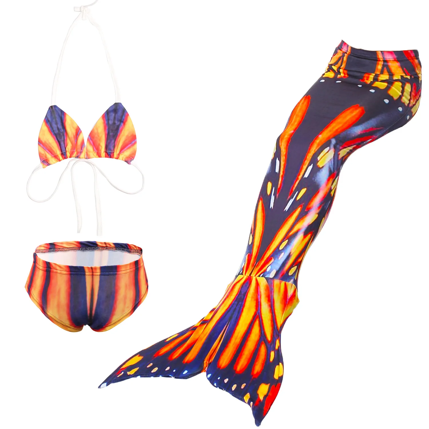 3PCS SET NO MONOFIN Купальный костюм русалки для девочек с хвостом/без монофина; Карнавальный костюм для детей с хвостом русалки Ариэль; детский купальный костюм для костюмированной вечеринки - Цвет: 3PCS SET NO MONOFIN