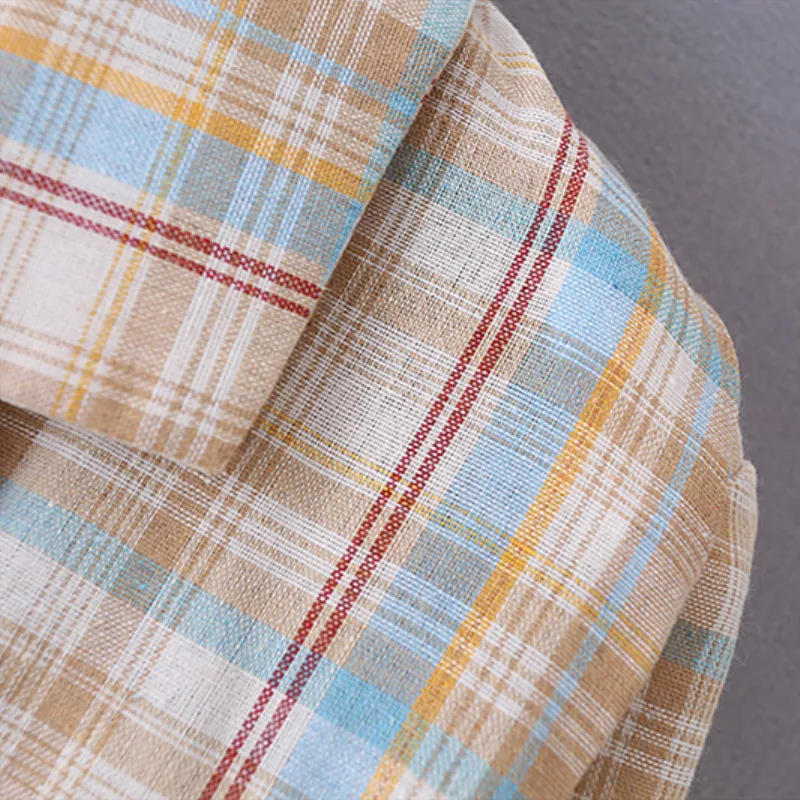 Женский клетчатый Блейзер длинный рукав Хаундстут элегантная клетчатая куртка