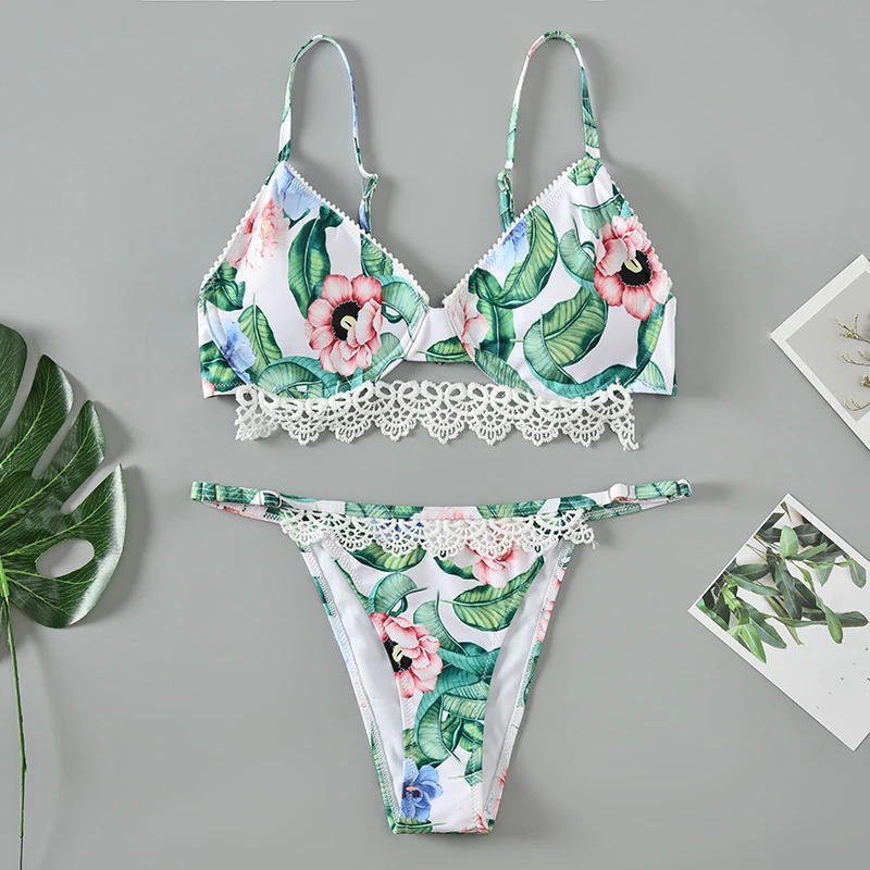 Rosielar 2020 Сексуальное Женское бикини Ретро V образный вырез цветочный купальник