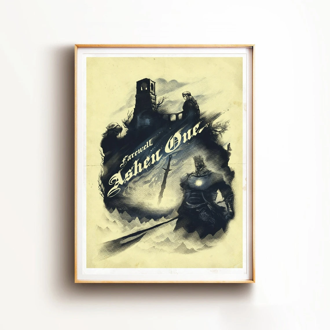 Тканевый ретро-постер Firelink в стиле ретро с изображением темных душ, без рамки