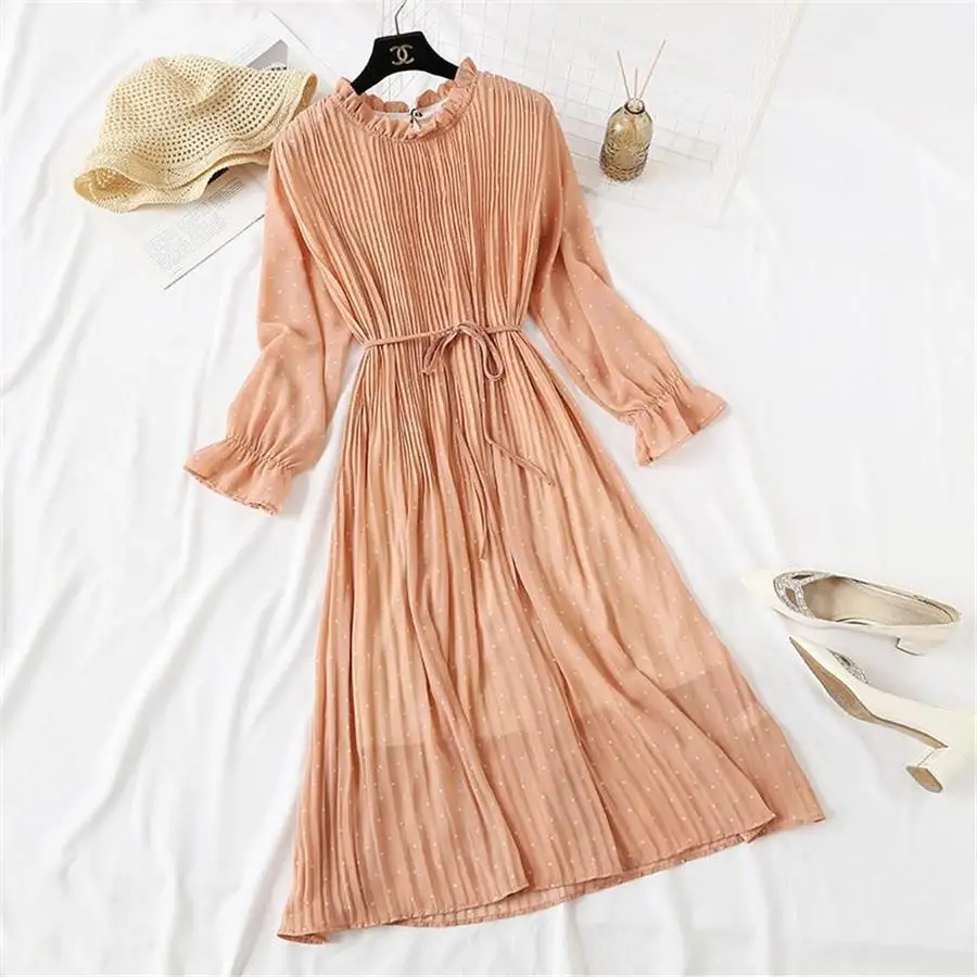 2021spring summer new hot flare sleeve lotus leaf neck basic dresses free global shipping