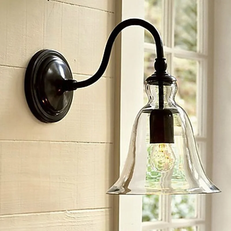 

Glass Shade Metal Bracket Wall Light Loft Industrial Vintage Edison Lamp For Home Wall Sconce Free Shipping
