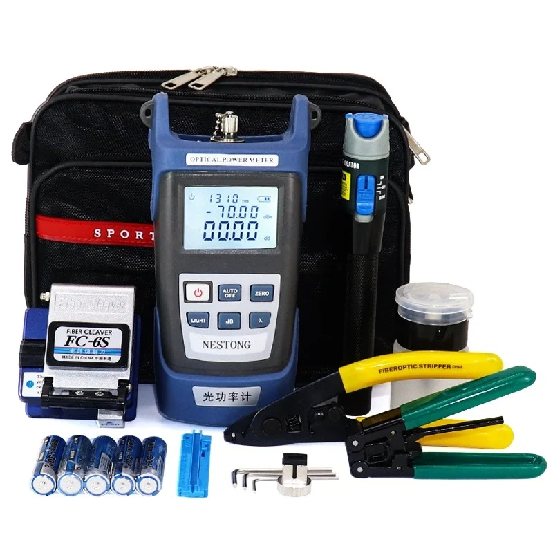 

Набор для оптического волокна FTTH ящик для инструментов сумка оптический измеритель мощности 5kmTester устройство для зачистки волоконного рез...
