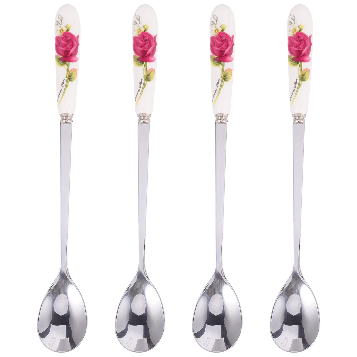 4 шт. ложки из нержавеющей стали с керамической ручкой керамические столовые