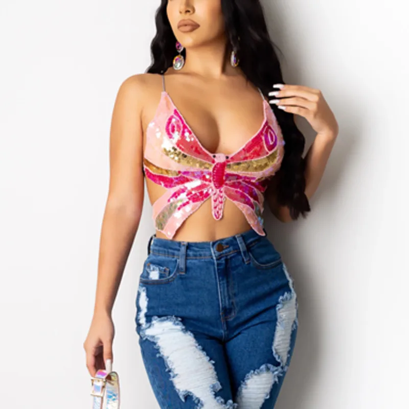 Кроп-топ DGIRL на бретелях-спагетти женский летний топ без рукавов пикантный