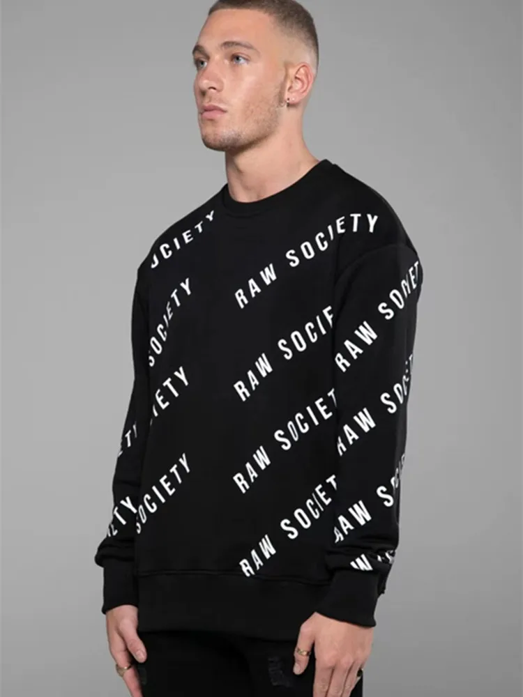 

Men's Sweatshirt Hip Hop Brand Fashion Patchwork O-Neck Long SleevesTop Blouse Hoodie Male Black White Loose casual Sweatshirts