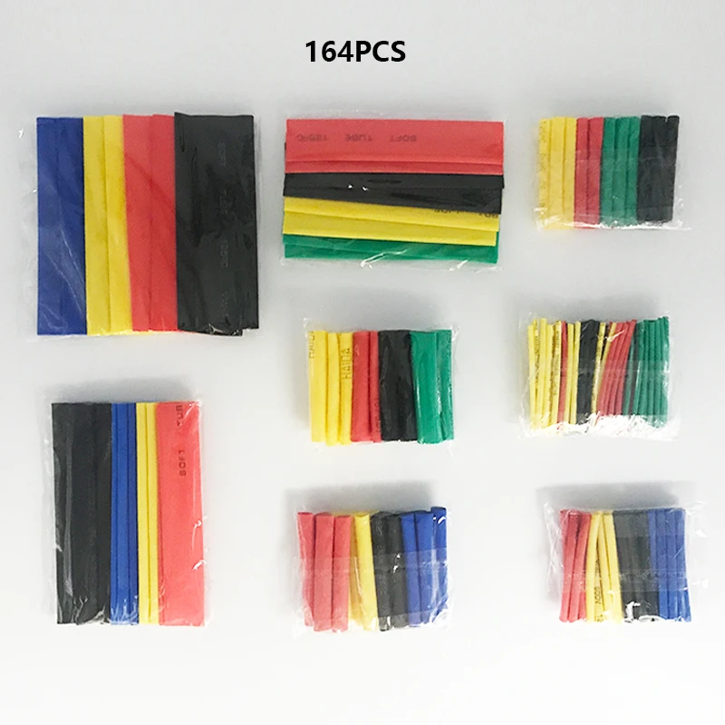 127/164/328Pcs Полиолефиновая термоусадочная трубка 2:1 усадки кабельная муфта Termoretractil сужающаяся Обёрточная бумага провод рукав термоусадочная трубка