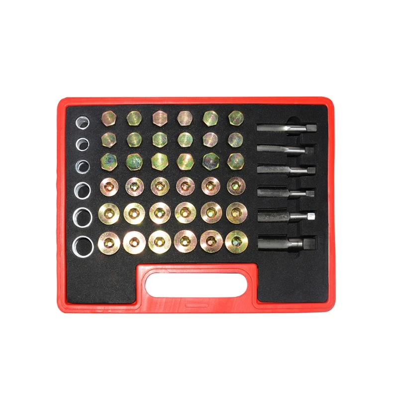 

114Pcs Sturdy Auto Repair Tool Automobile Oil Pan Oil Drain Screw Thread Repair Tool Set Carbon Steel Engine Parts