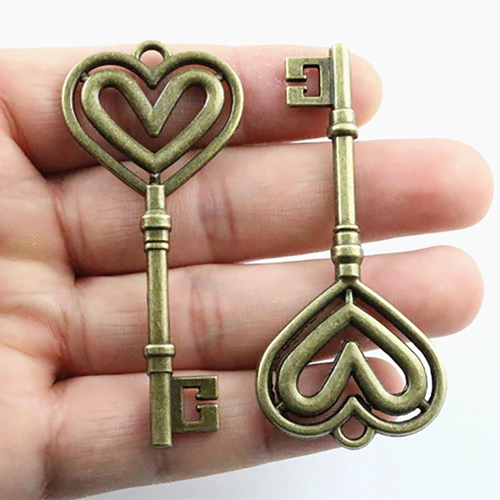 69x31 мм 4 шт Античная бронзовая подвеска ручной работы с ключом: сделай сам для браслета necklace-P1-11