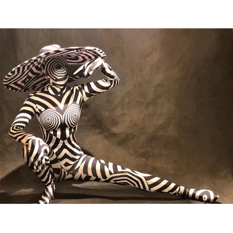 Костюм женский для косплея Зебра на Хэллоуин пикантный комбинезон с большими