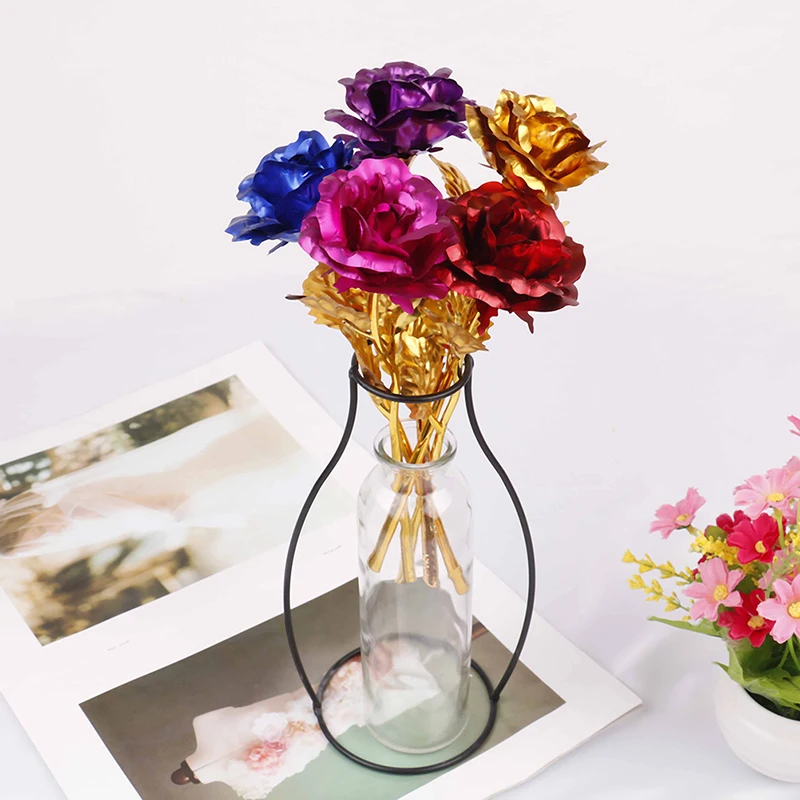 

24K Foil Plated Rose Gold Rose Wedding Decoration Flower Valentine's Day Gift Lover's Rose Artificial Gold/Purple/Red/Blue/Rose
