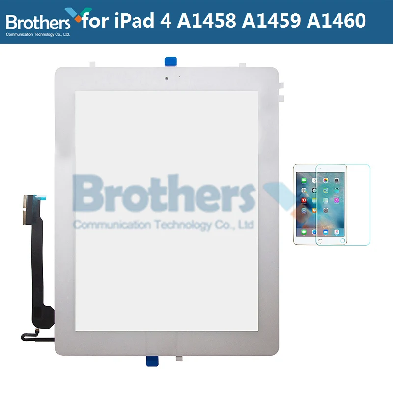 Планшет T панель для iPad 4 A1458 A1459 A1460 дигитайзер стекло сенсор в сборе с кнопкой Home для iPad 4 экран Replecement - Цвет: White Glass Adhesive