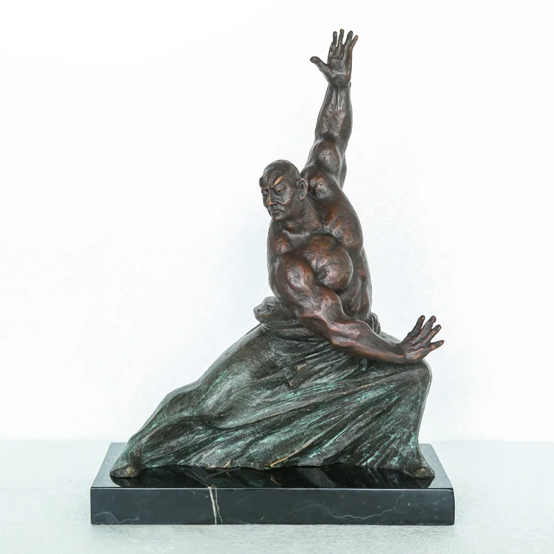 

Bronze Practicing Kung Fu Man Statue Sculpture Exquisite Sport Figurine Art Gorgeous Home Decoration