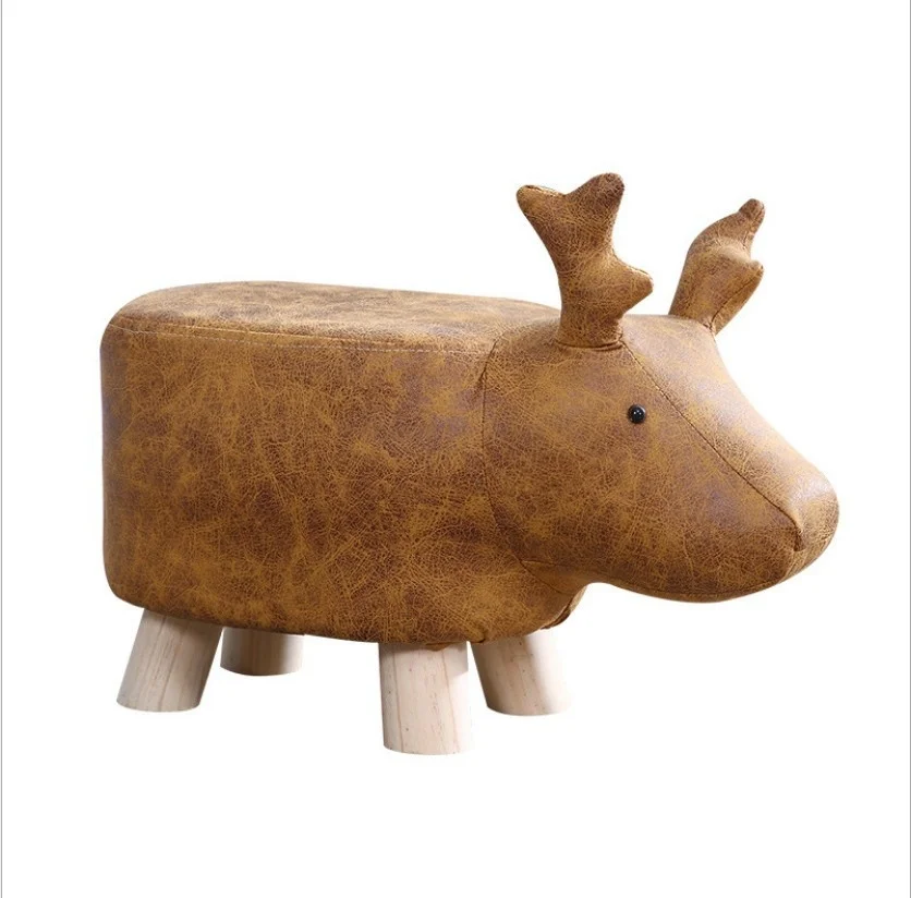 Твердая древесина мультфильм табурет табуретка для животных Османской диван