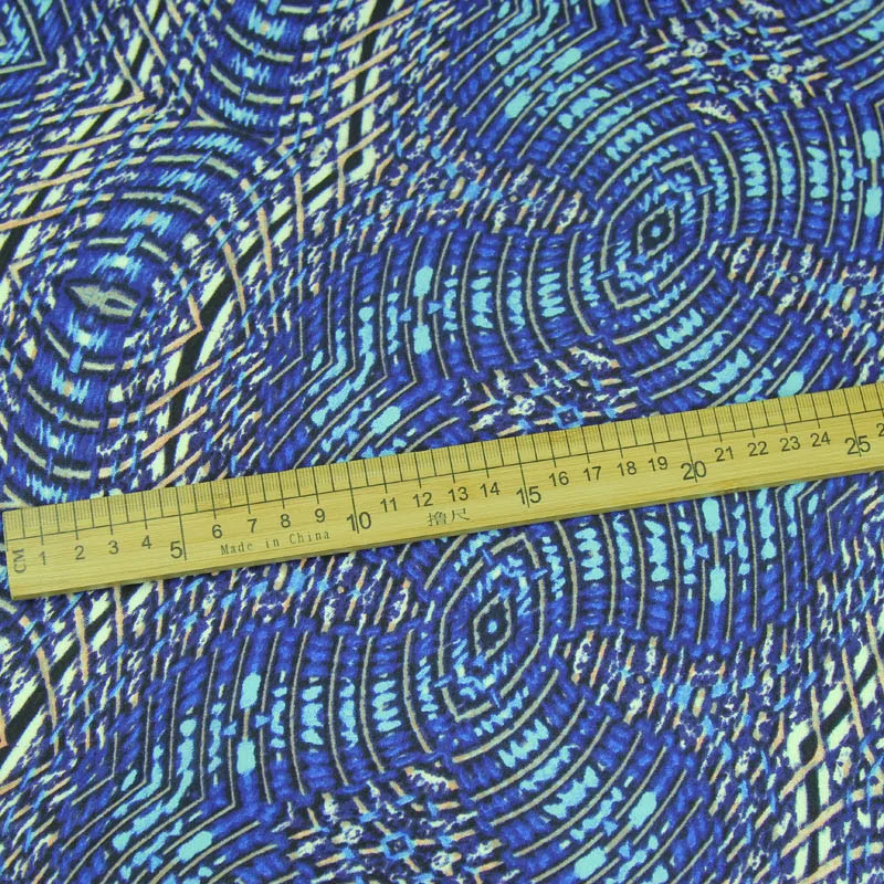 Элегантный синий геометрический дизайн чистый шелк крепдешин 16 мам SCDC1035|Ткань| |