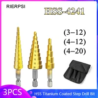 hss titanium coated step drill bit drilling power tools metal high speed steel wood hole cutter cone drill 4 12 4 20 4 32