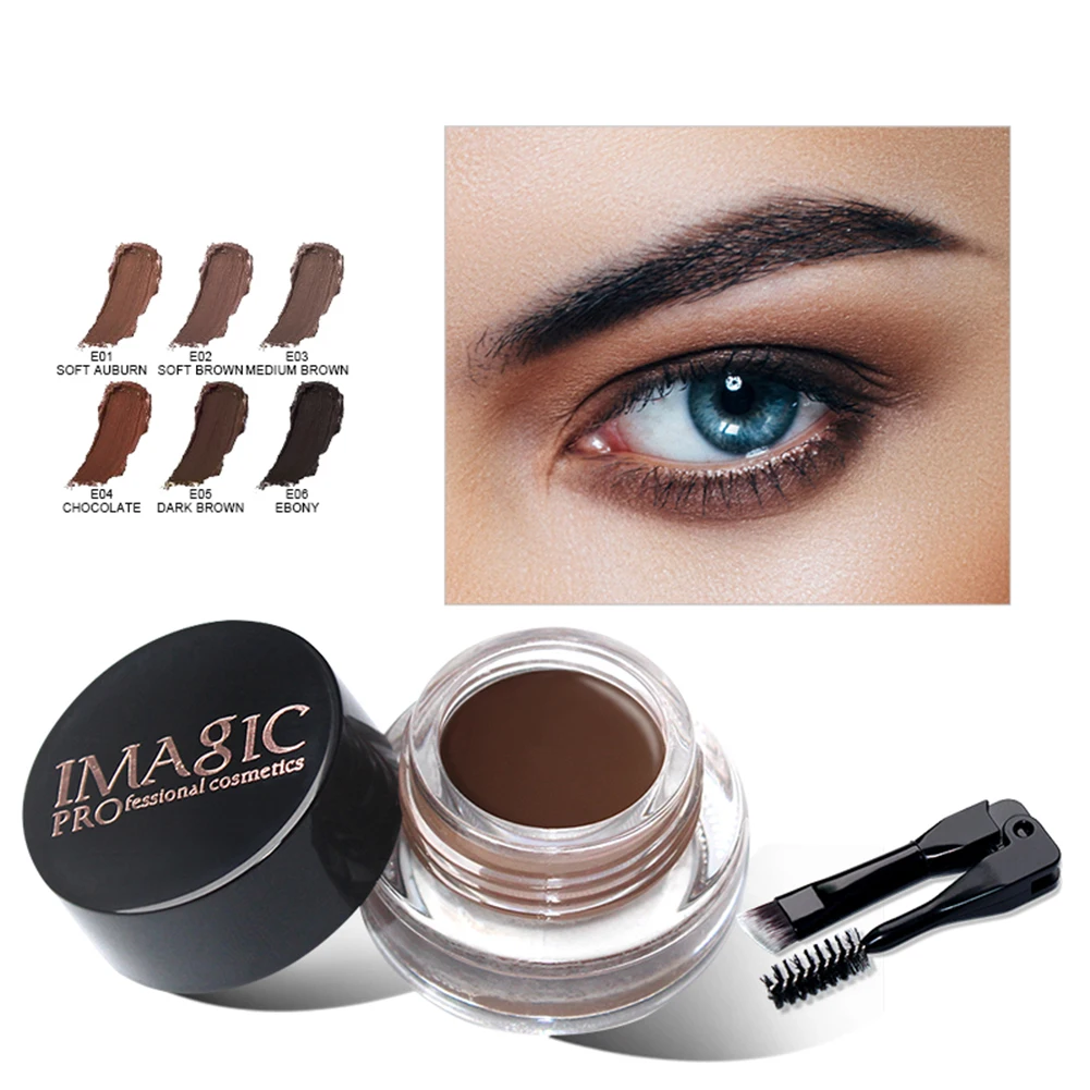 

6 Colors Professional Eye Brow Dye Cream Long-lasting Waterproof Eyebrow Not Easy Fade Or Smudge Makeup Kit With Two-end Brush