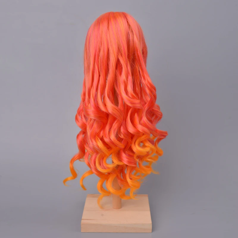 

Aidolla 1/3 BJD Doll Wig Long Curly Bangs Doll Hair High Temperature Gradient Orange Wavy Wig Doll Accessories For Girl DIY Gift